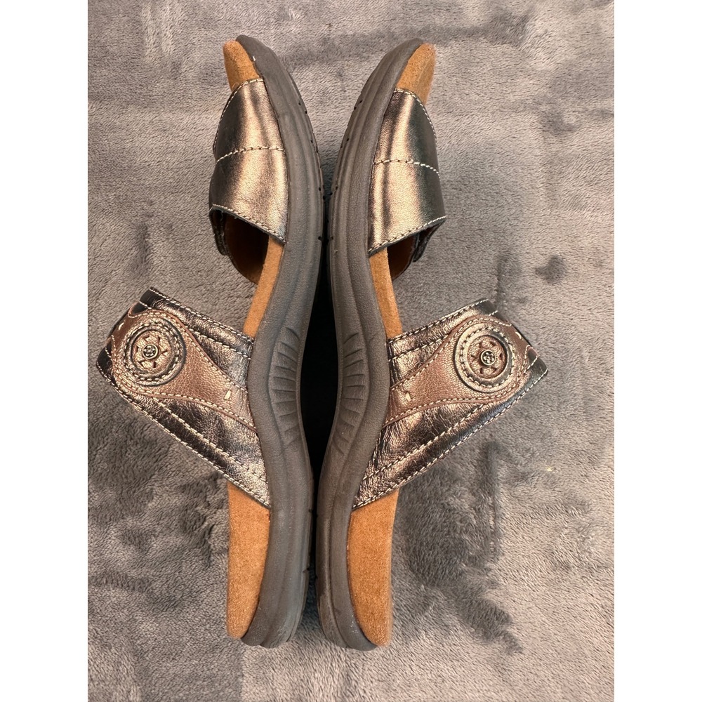 Cobb Hill New Balance RevLite Metallic Pewter Leather Slide Sandals CBP06PT 9M - Picture 3 of 5